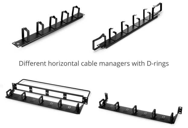 Figure 2: Different horizontal cable managers with D-rings