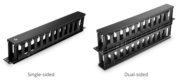 figure 1 single-sided and dual-sided 1u cable managers with finger ducts